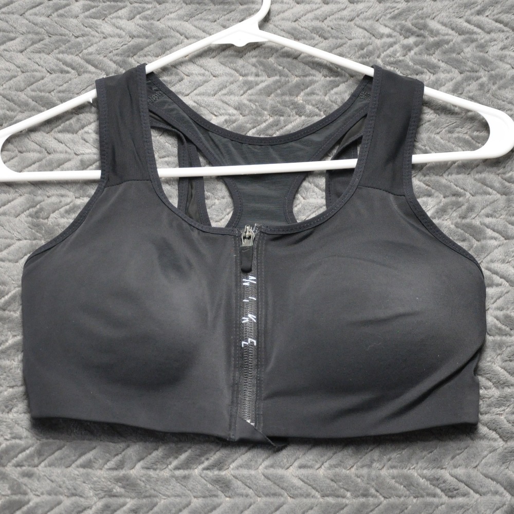 Nike Dri-FIT Sports Bra Medium Black Excellent Front Zip High Support (1794)‎